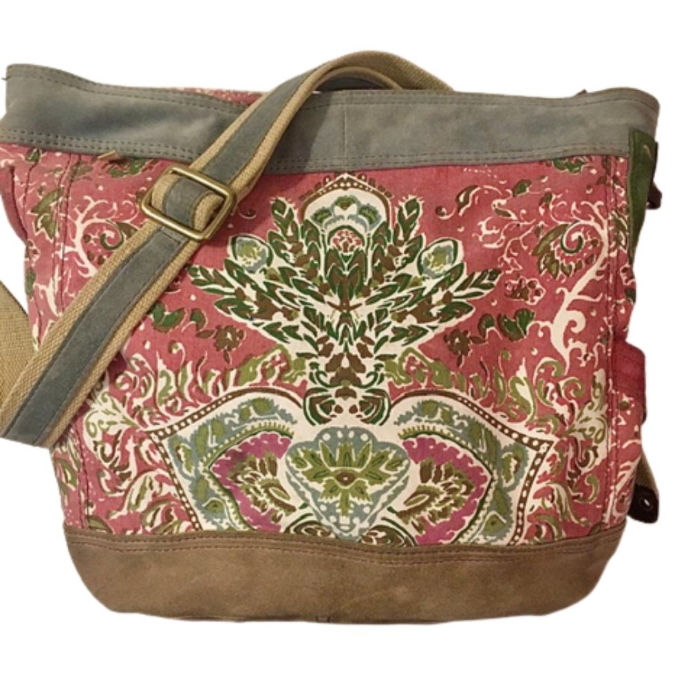 Lucky Brand Runaway Shoulder Tote Canvas Leather Large